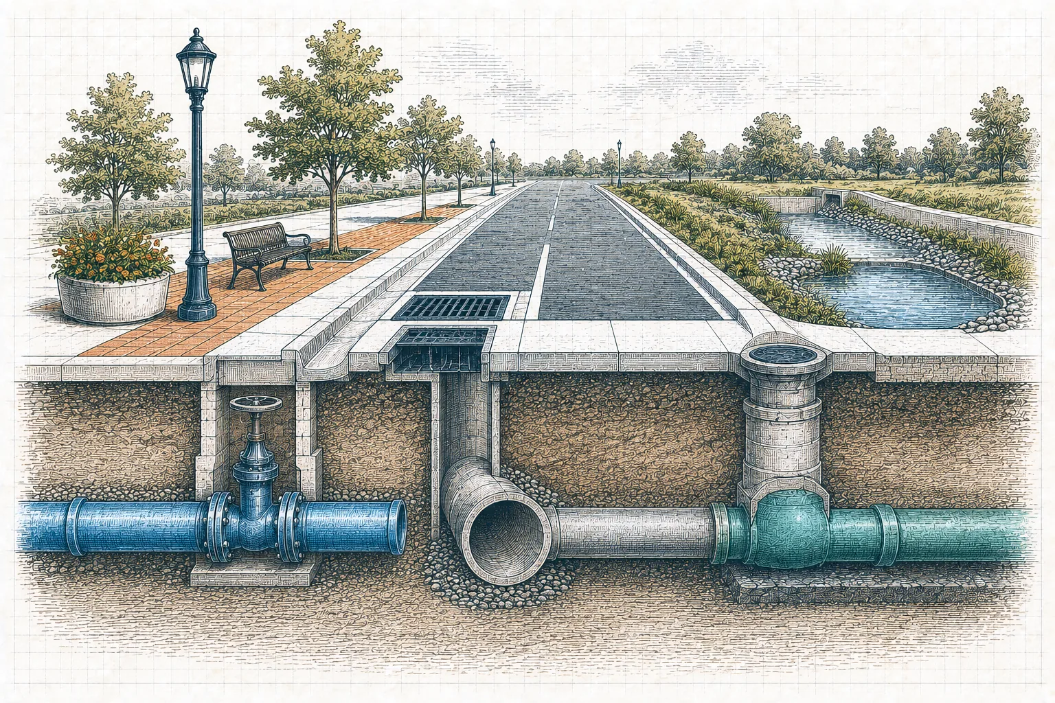 Water, storm, and streetscape infrastructure